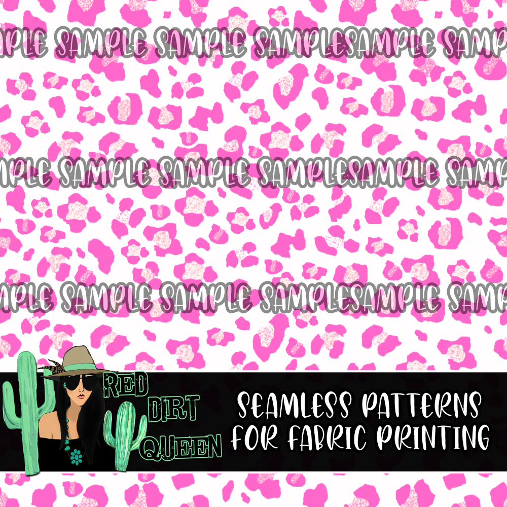 Seamless Pattern Pink White Shimmer Leopard