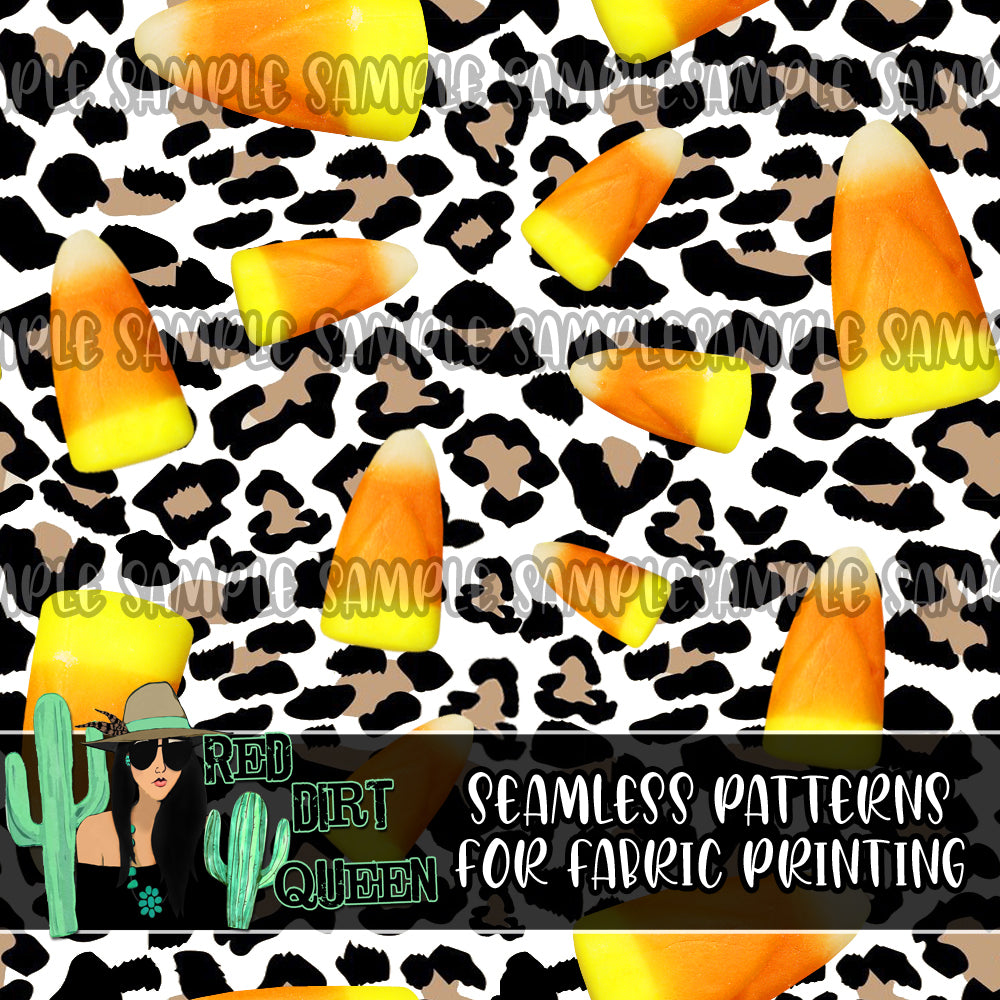 Seamless Pattern Leopard Candy Corn