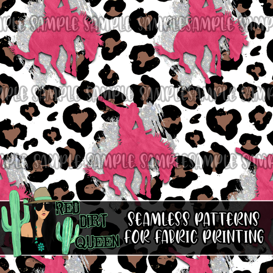 Seamless Pattern Pink Glitter Leopard Bronc