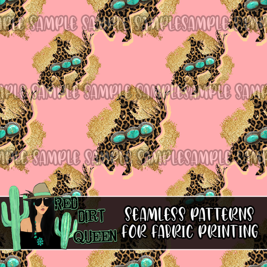 Seamless Pattern Leopard Turquoise Cowgirl Pink