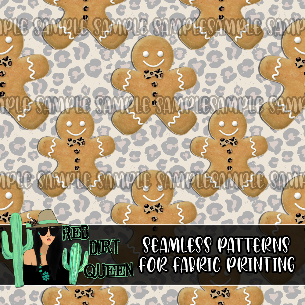 Seamless Pattern Leopard Gingerbread