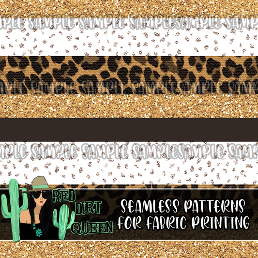 Seamless Pattern Leopard Gold Glitter Stripes