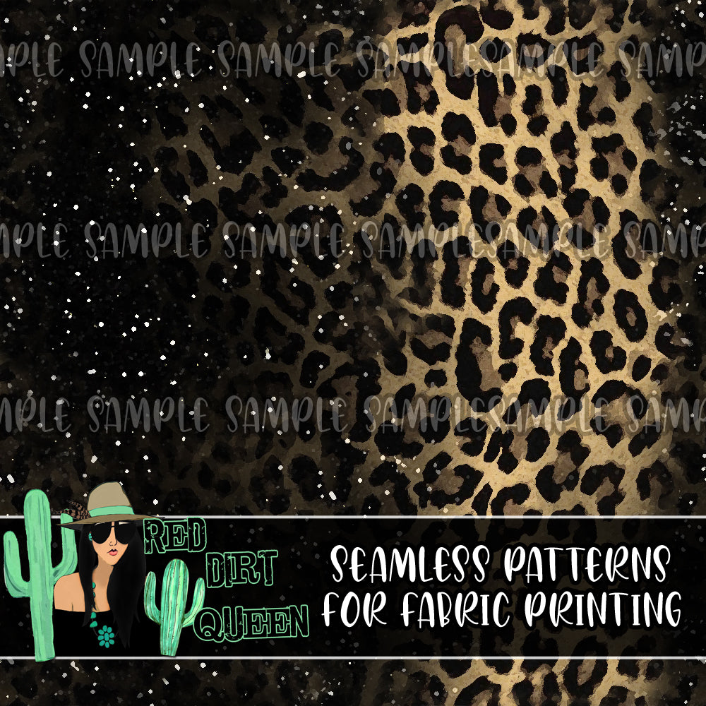 Seamless Pattern Black Glitter Leopard Fade