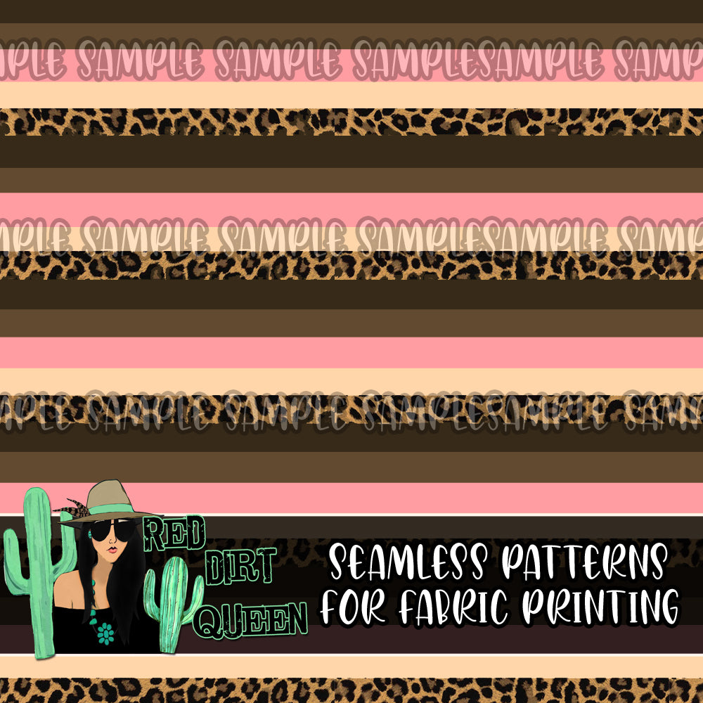 Seamless Pattern Leopard Pink Brown Stripe