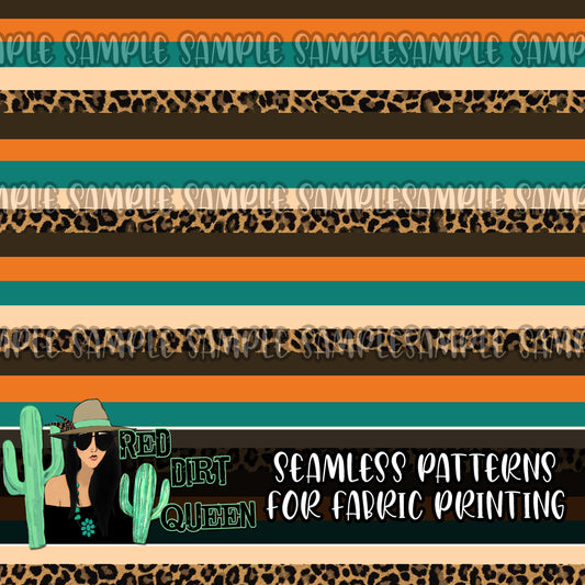 Seamless Pattern Leopard Pink Orange Stripe