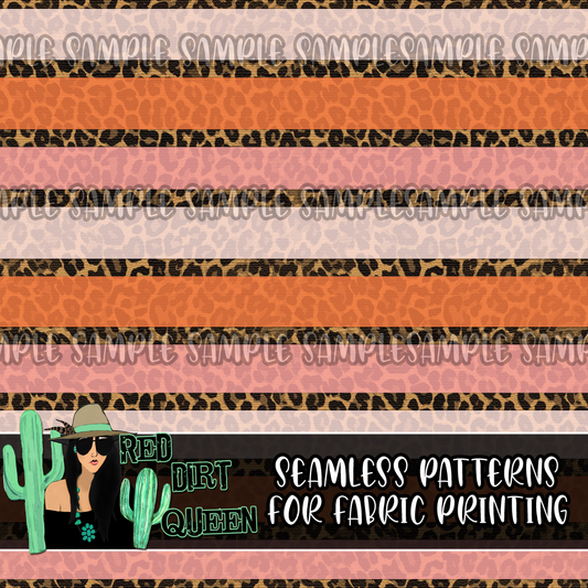 Seamless Pattern Leopard Orange Pink Stripe