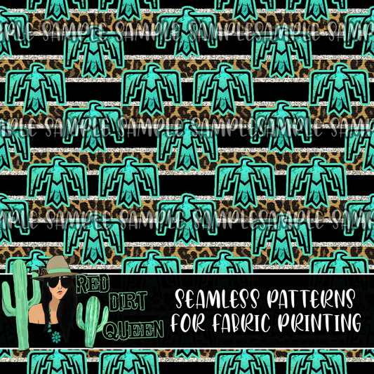 Seamless Pattern Leopard Thunderbird Stripe