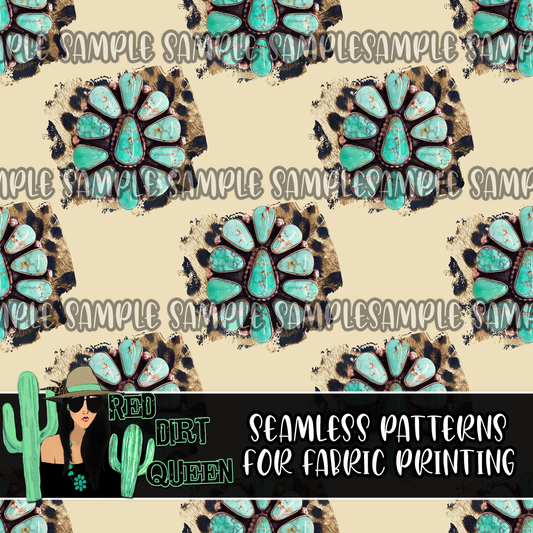 Seamless Pattern Leopard Turquoise Stone