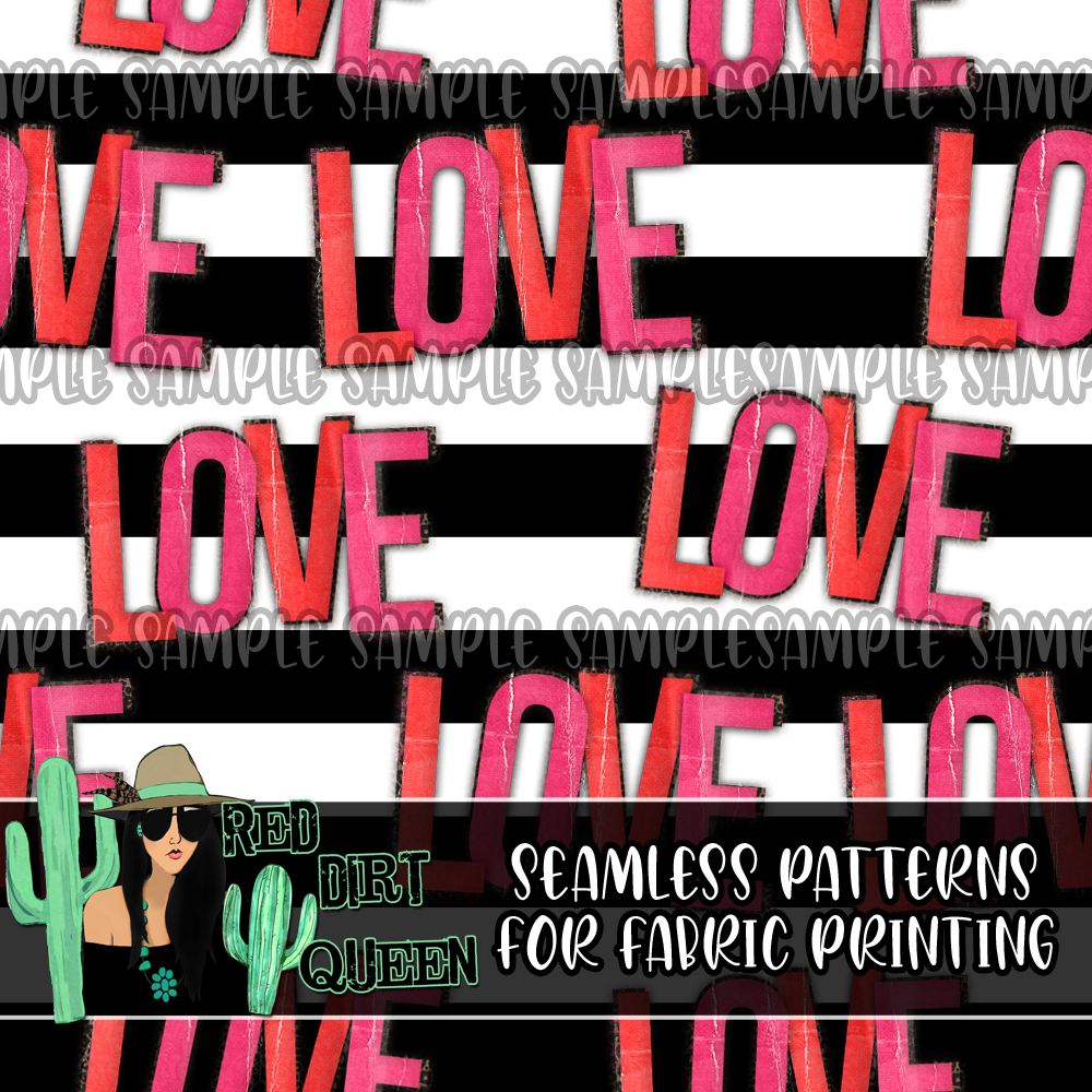 Seamless Pattern LOVE Stripes