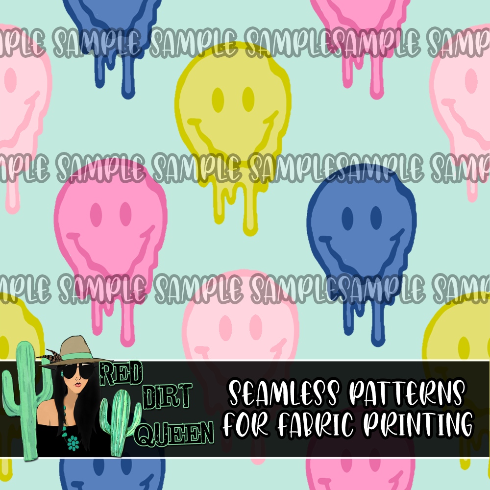 Seamless Pattern Trendy Melted Smileys