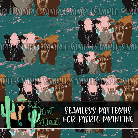 Seamless Pattern Moody Cows