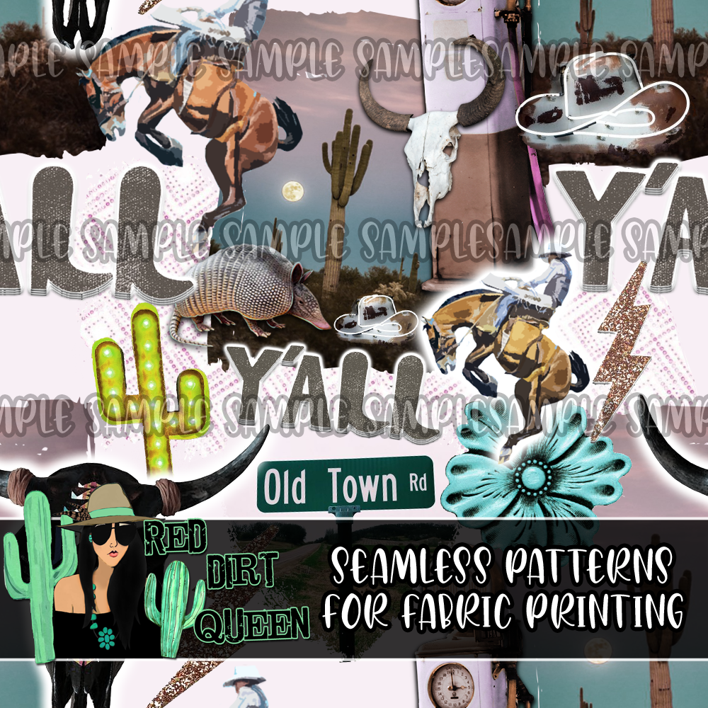 Seamless Pattern Y'ALL Collage
