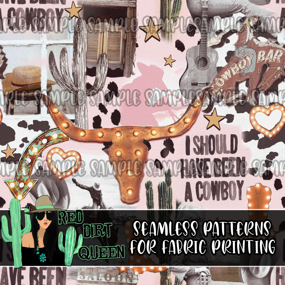 Seamless Pattern The Pink Cowgirl Mix