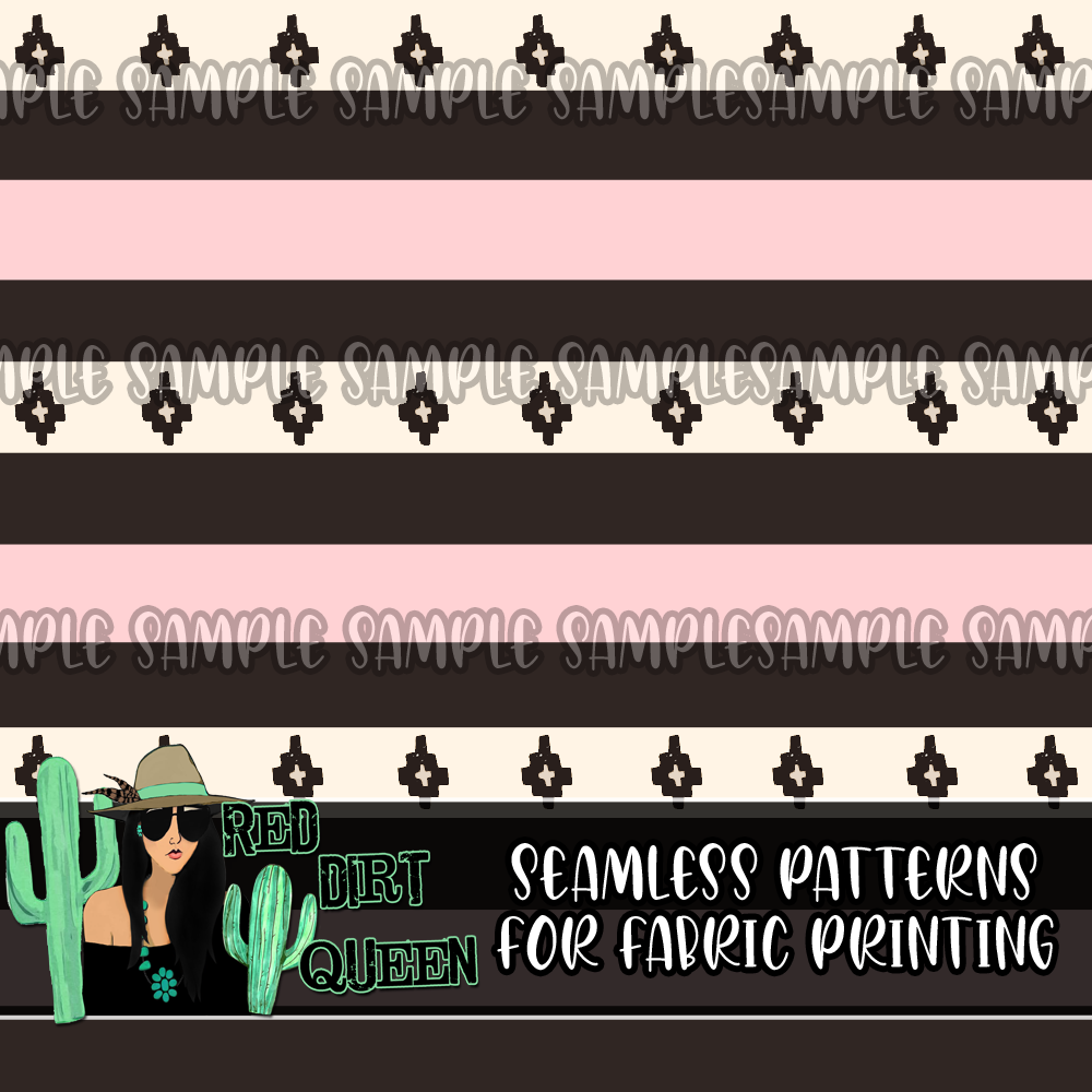 Seamless Pattern Pink Brown Aztec Stripe