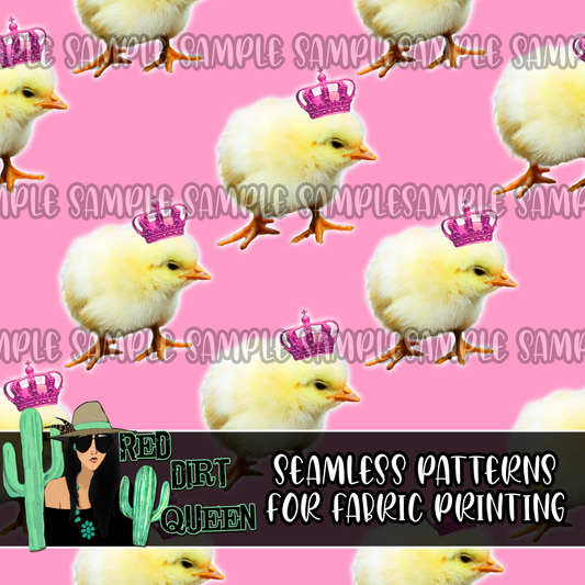 Seamless Pattern Pink Crowns Chic