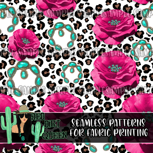 Seamless Pattern Leopard Floral Squash