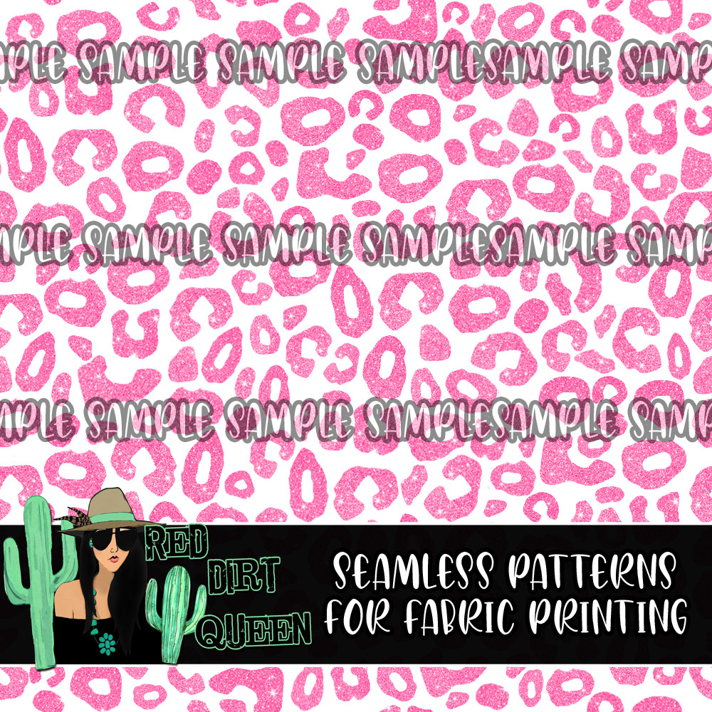 Seamless Pattern Pink Glitter Leopard Print