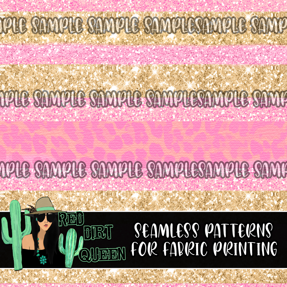 Seamless Pattern Pnk Leopard Glitter Stripe