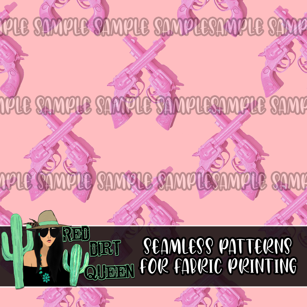 Seamless Pattern Pink Guns