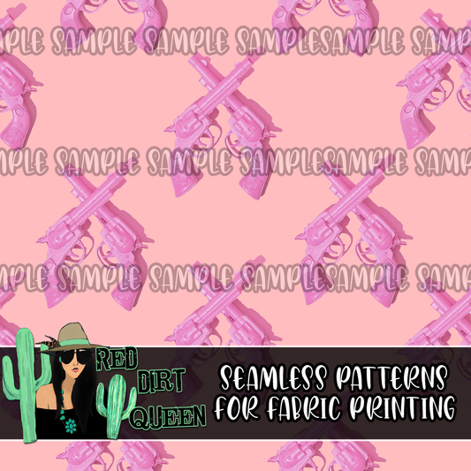 Seamless Pattern Pink Guns