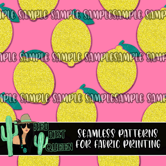 Seamless Pattern Pink Lemons