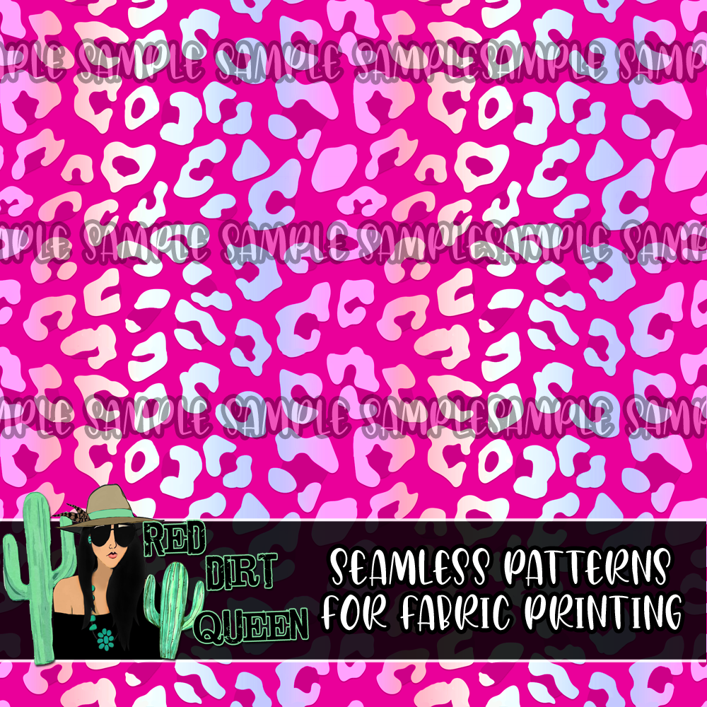 Seamless Pattern Ombre Pink Leopard