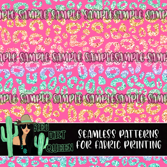 Seamless Pattern Rainbow Leopard Pink