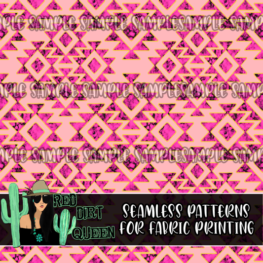 Seamless Pattern Hot Pink Stone Aztec