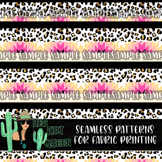 Seamless Pattern Pink Yellow Leopard Stripe