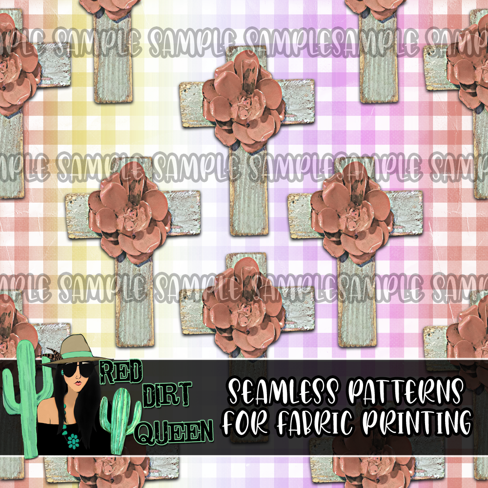 Seamless Pattern Ombre Plaid Crosses