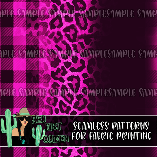 Seamless Pattern Pink Plaid Leopard Black Fade