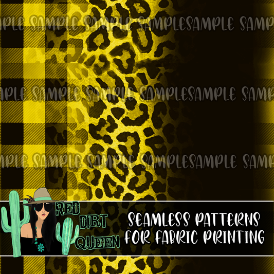 Seamless Pattern Yellow Plaid Black Fade