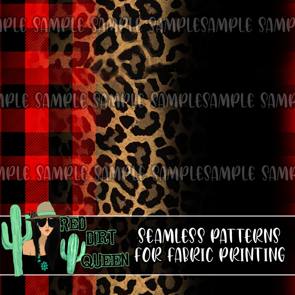 Seamless Pattern Buffalo Plaid Leopard Fade