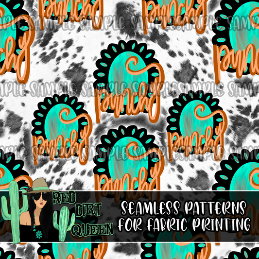 Seamless Pattern Punchy Cowhide Turquoise