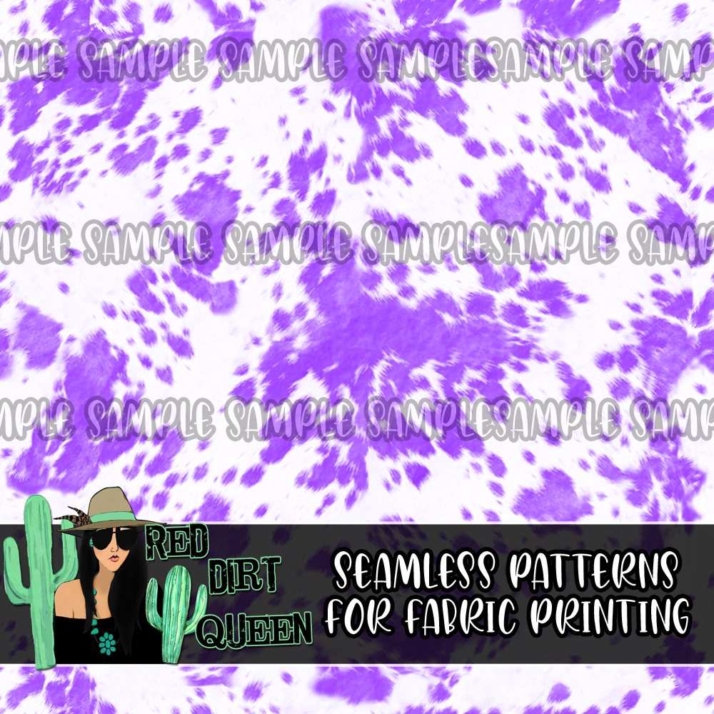 Seamless Pattern Purple White Cow Spots