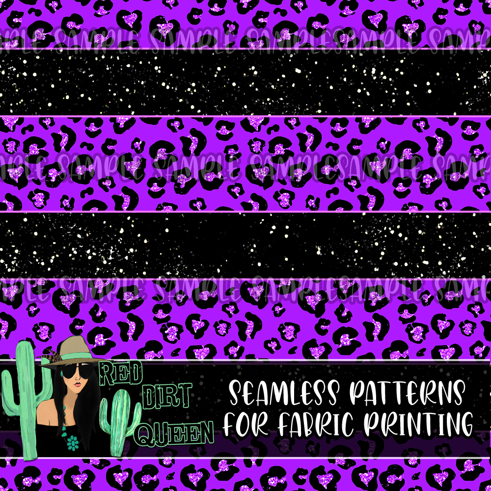 Seamless Pattern Purple Black Glitter Leopard Stripe