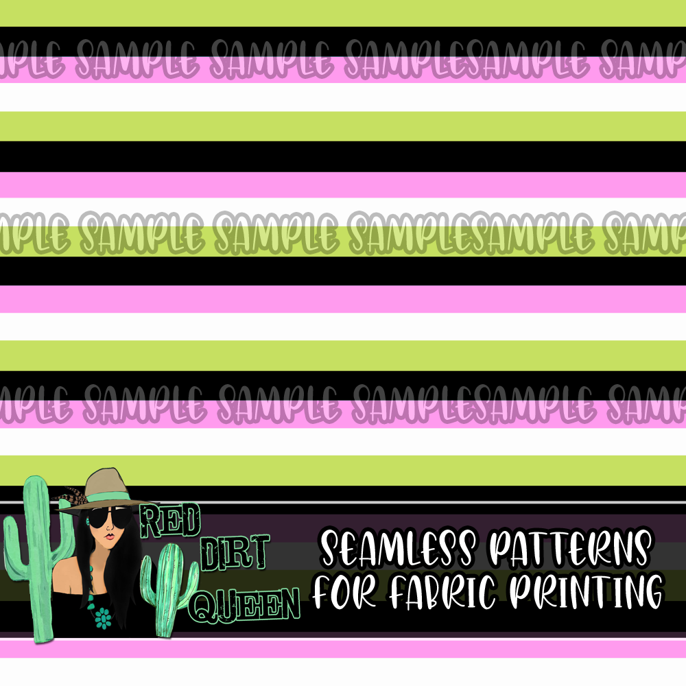 Seamless Pattern Pink Lime Black Stripe