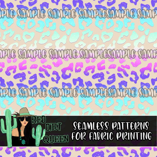 Seamless Pattern Ombre Purple Teal Leopard