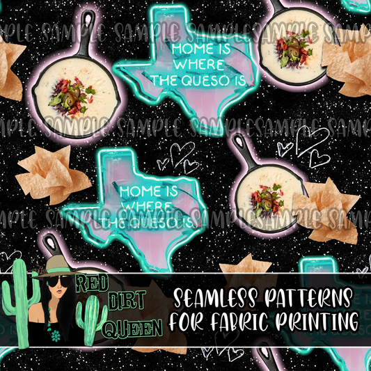 Seamless Pattern Glitter Texas Chips & Queso