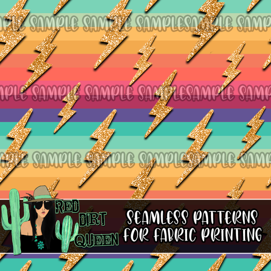 Seamless Pattern Rainbow Glitter Bolt Stripe