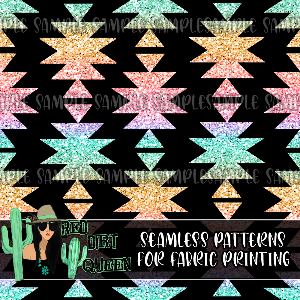 Seamless Pattern Ombre Glitter Aztec