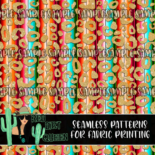 Seamless Pattern Rainbow Serape Leopard