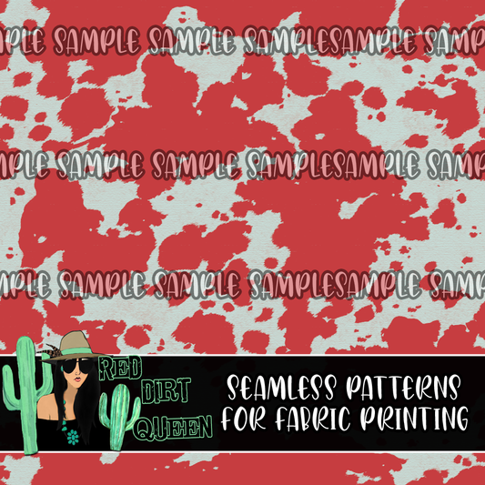 Seamless Pattern Red Cow Print