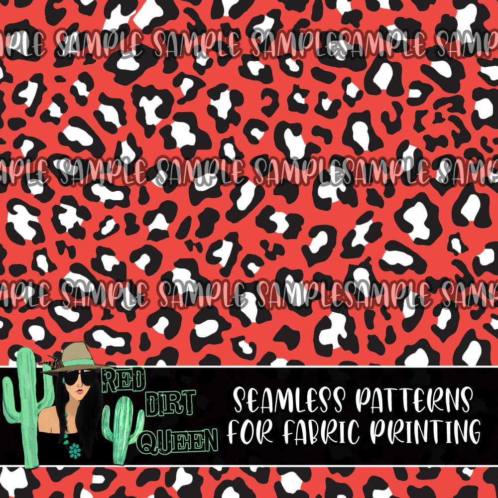 Seamless Pattern Red White Leopard
