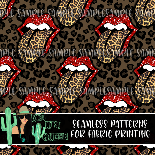 Seamless Pattern Glitter Leopard Lips
