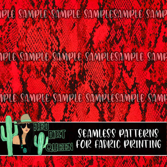 Seamless Pattern Red Snakeskin