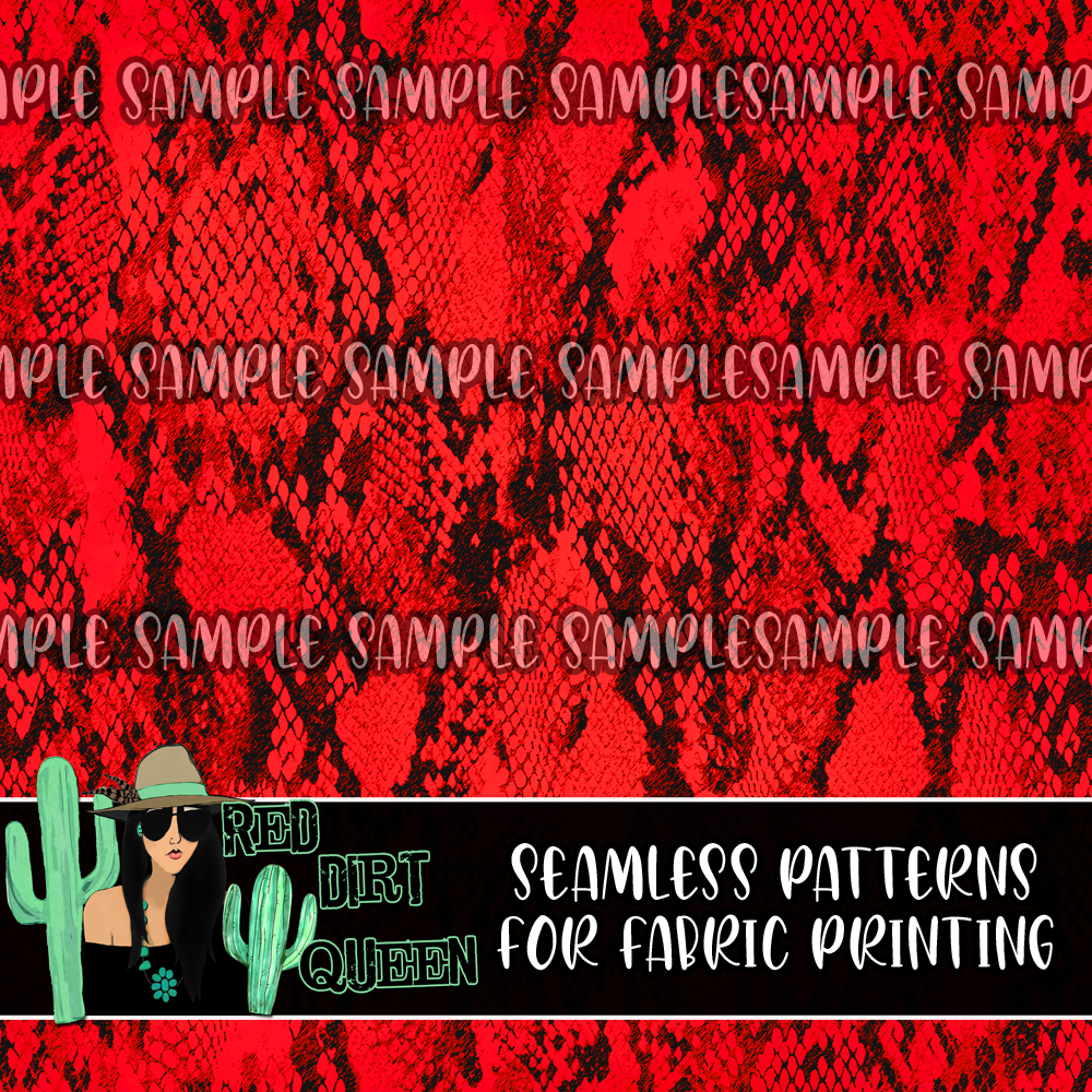 Seamless Pattern Dark Red Snake Print