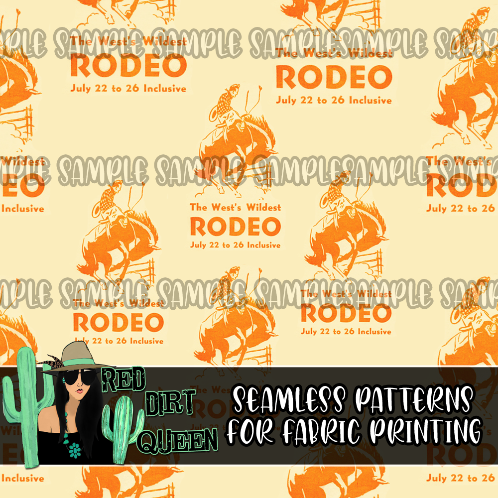 Seamless Pattern Vintage Rodeo Posters