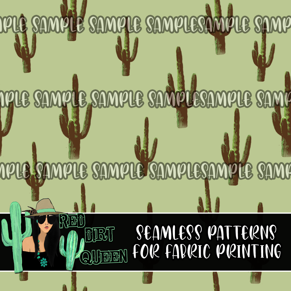 Seamless Pattern Cactus Green