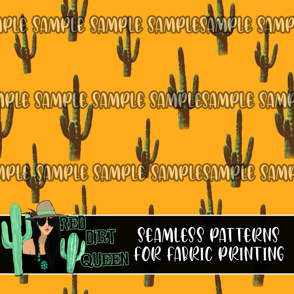 Seamless Pattern Cactus Orange